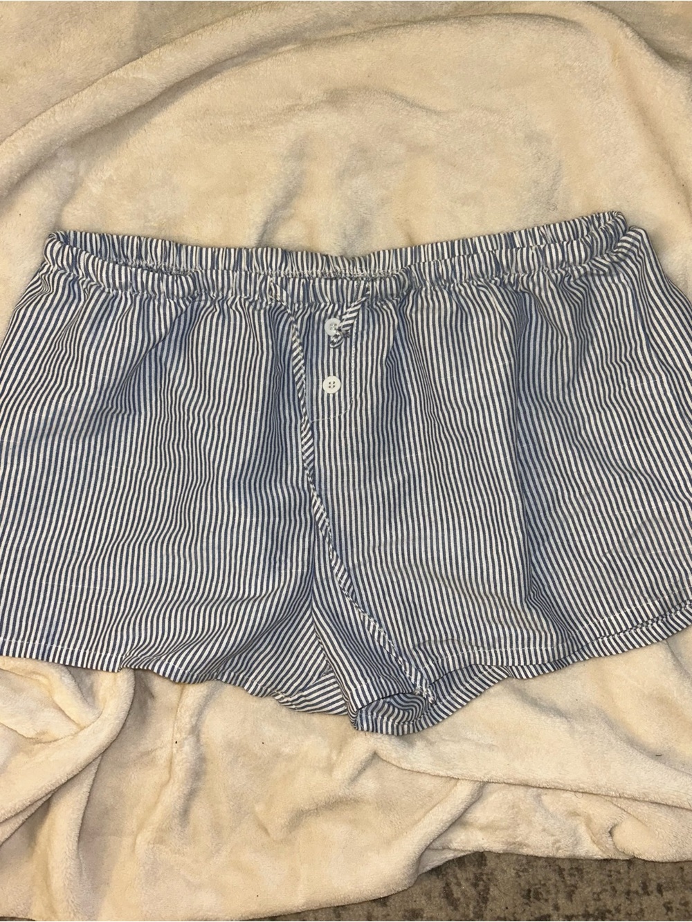 Striped Blue and White Women’s Cotton Lounge Shorts